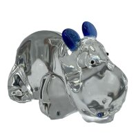 Glaskunst Nilpferd - Elegante Glasfigur mit blauen Akzenten