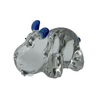 Glaskunst Nilpferd - Elegante Glasfigur mit blauen Akzenten