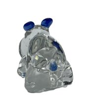 Glaskunst Nilpferd - Elegante Glasfigur mit blauen Akzenten