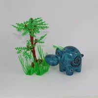 Buntes Speckstein-Nilpferd (Türkis)