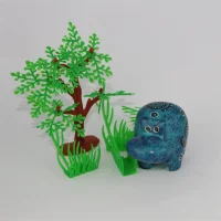 Buntes Speckstein-Nilpferd (Türkis)