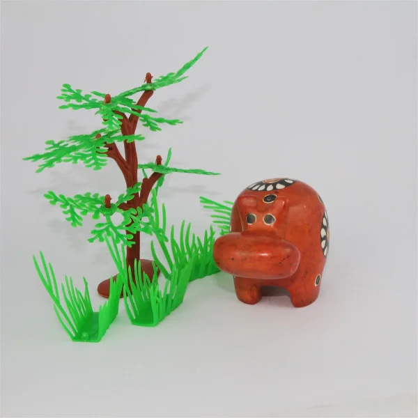 Buntes Speckstein-Nilpferd (Orange)