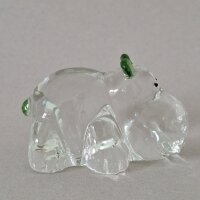 Glaskunst Nilpferd - Elegante Glasfigur mit grünen Akzenten