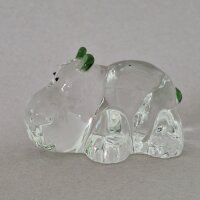 Glaskunst Nilpferd - Elegante Glasfigur mit grünen Akzenten
