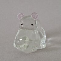 Glaskunst Nilpferd - Elegante Glasfigur mit rosa Akzenten