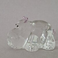 Glaskunst Nilpferd - Elegante Glasfigur mit rosa Akzenten
