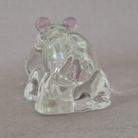 Glaskunst Nilpferd - Elegante Glasfigur mit rosa Akzenten
