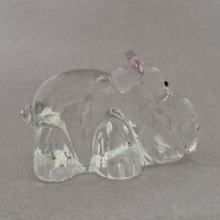 Glaskunst Nilpferd - Elegante Glasfigur mit rosa Akzenten